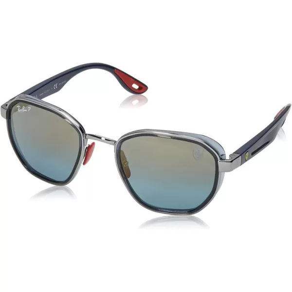 RayBan Rb3674m Scuderia Ferrari Collection Round SunglassesGunmetalChromance Blue Mirrored Gold Polarized