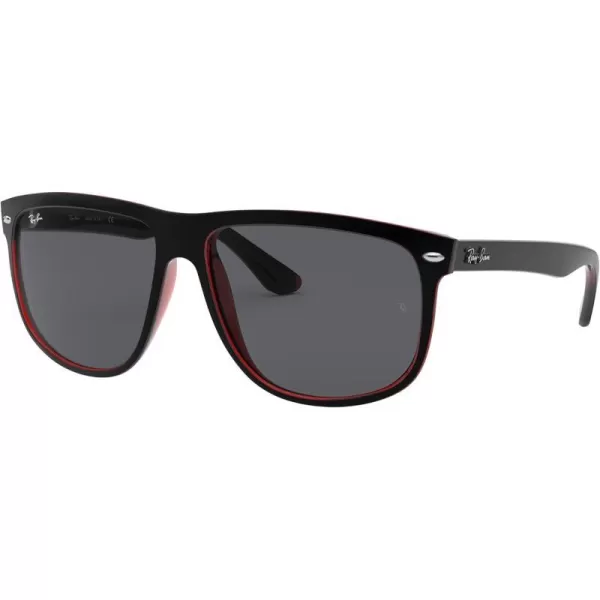 RayBan Rb4147 Boyfriend Square SunglassesMatte Black on Red TransparentDark Grey