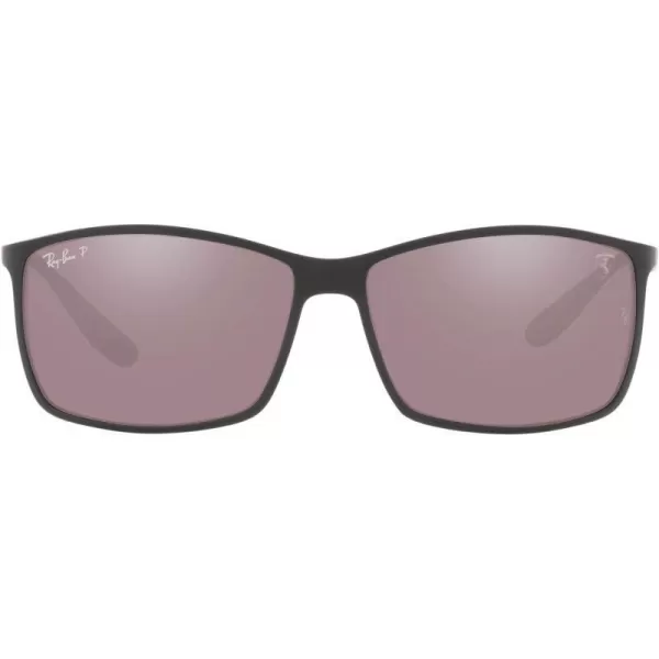 RayBan Rb4179m Scuderia Ferrari Collection Square SunglassesMatte BlackChromance Purple Mirrored Silver Polarized