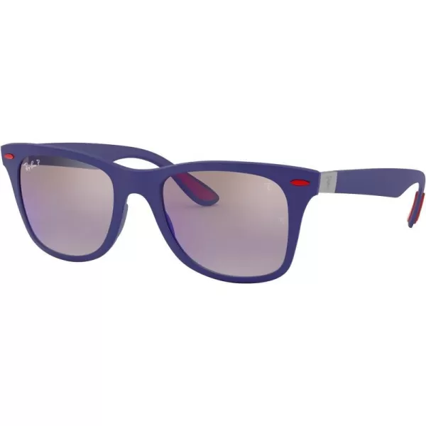 RayBan Rb4195m Scuderia Ferrari Collection Square SunglassesMatte Dark BlueChromance Polarized Grey Mirrored Blue