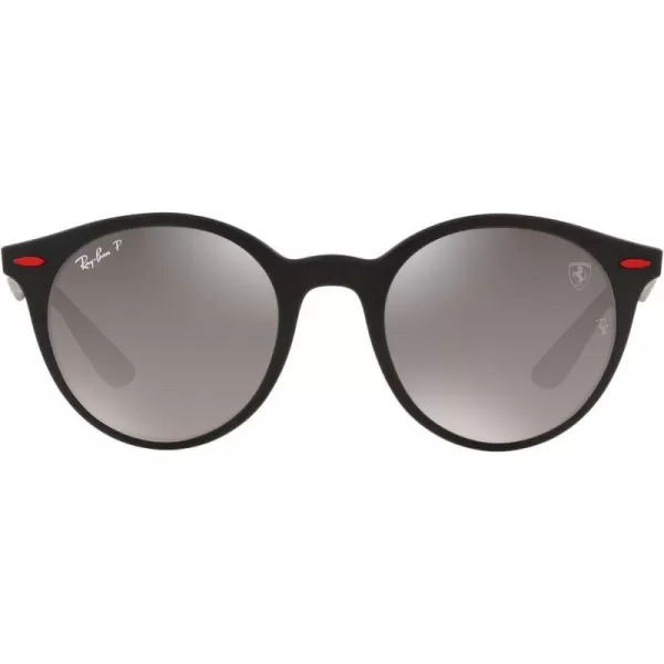 RayBan Rb4296m Scuderia Ferrari Collection Round SunglassesMatte BlackChromance Grey Mirrored Gradient Polarized