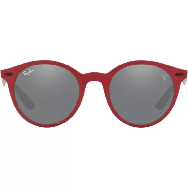 RayBan Rb4296m Scuderia Ferrari Collection Round SunglassesMatte RedGrey Mirrored Silver