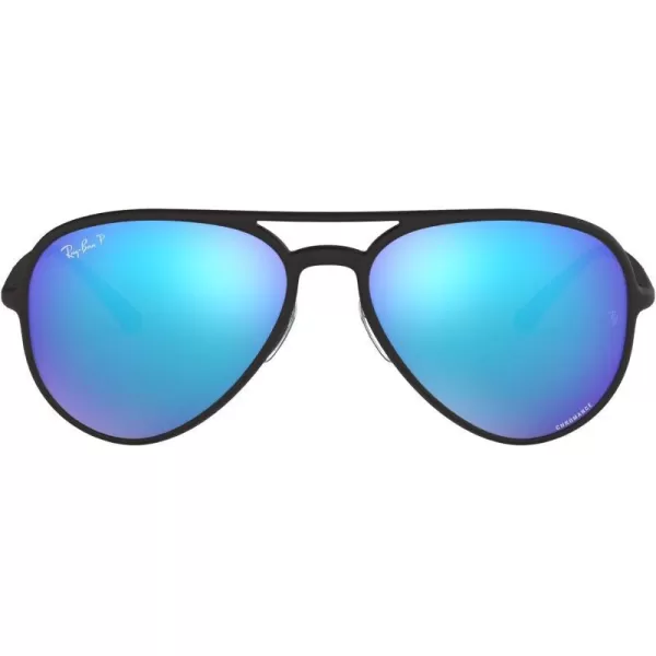 RayBan Rb4320ch Chromance Aviator SunglassesMatte BlackPolarized Green Mirrored Blue