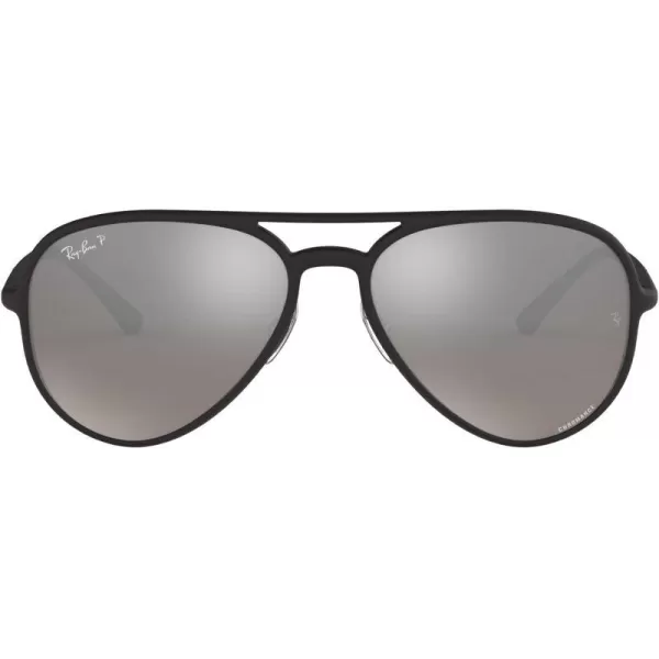 RayBan Rb4320ch Chromance Aviator SunglassesMatte BlackPolarized Grey Mirrored Silver