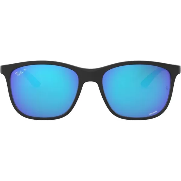 RayBan Rb4330ch Chromance Square SunglassesMatte BlackPolarized Green Mirrored Blue