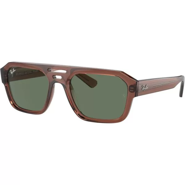 RayBan Rb4397 Corrigan Square SunglassesTransparent BrownDark Green