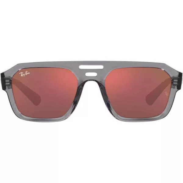 RayBan Rb4397 Corrigan Square SunglassesTransparent GreyDark Violet Mirrored Red