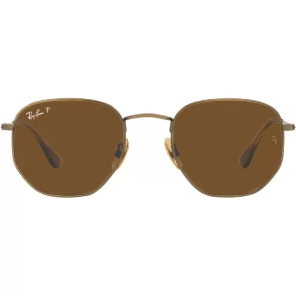 RayBan Rb8148 Hexagonal Titanium SunglassesDemigloss Antique GoldPolarized Brown