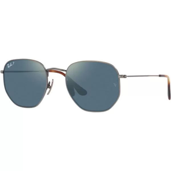 RayBan Rb8148 Hexagonal Titanium SunglassesDemigloss GunmetalPolarized Blue Mirrored Gold