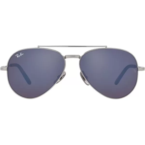 RayBan Rb8225 Aviator Titanium Pilot SunglassesSilverGrey Mirrored Blue