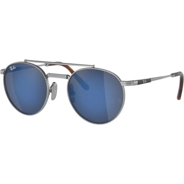 RayBan Rb8237 Round Ii Titanium SunglassesSilverGrey Mirrored Blue