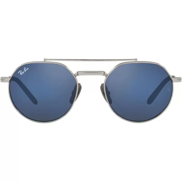 RayBan Rb8265 Jack Ii Titanium Round SunglassesSilverGrey Mirrored Blue