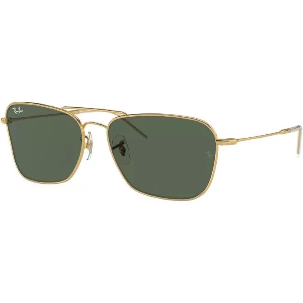 RayBan Rbr0102s Caravan Reverse Square SunglassesGoldDark Green