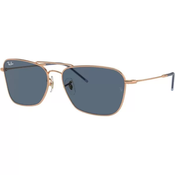 RayBan Rbr0102s Caravan Reverse Square SunglassesRose GoldDark Blue