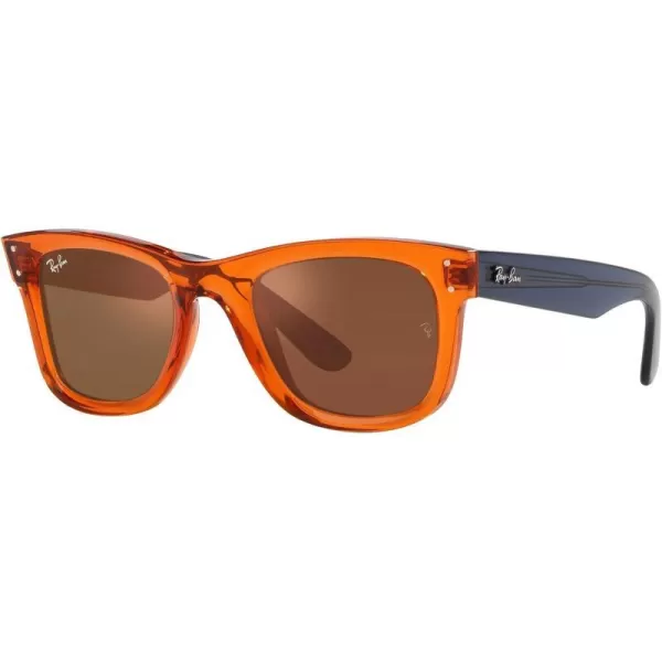 RayBan Rbr0502s Wayfarer Reverse Square SunglassesTransparent OrangeDark Grey Mirrored Copper