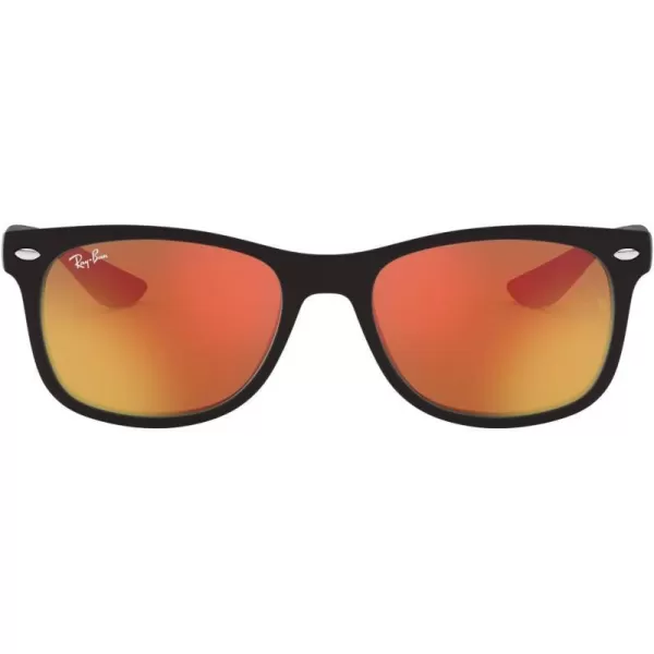 RayBan Rj9052s New Wayfarer Square SunglassesMatte BlackBrown Mirrored Orange