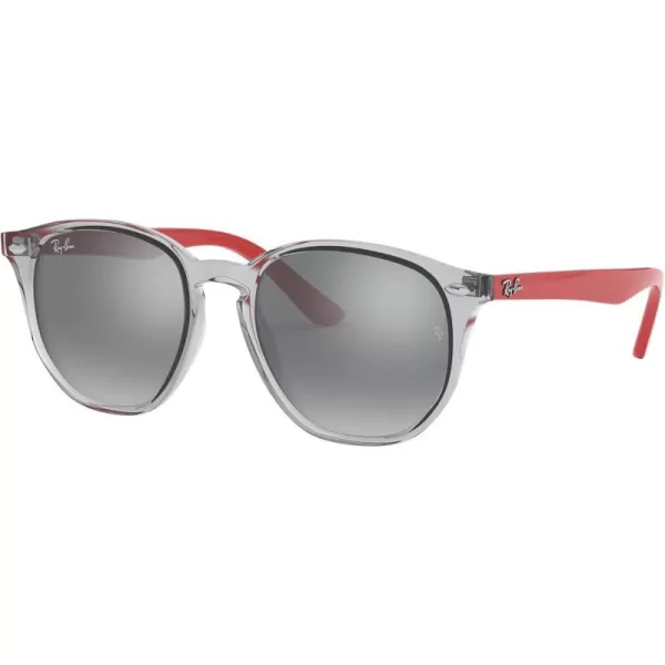 RayBan Rj9070s Round SunglassesTransparent GreyGrey Mirrored Silver