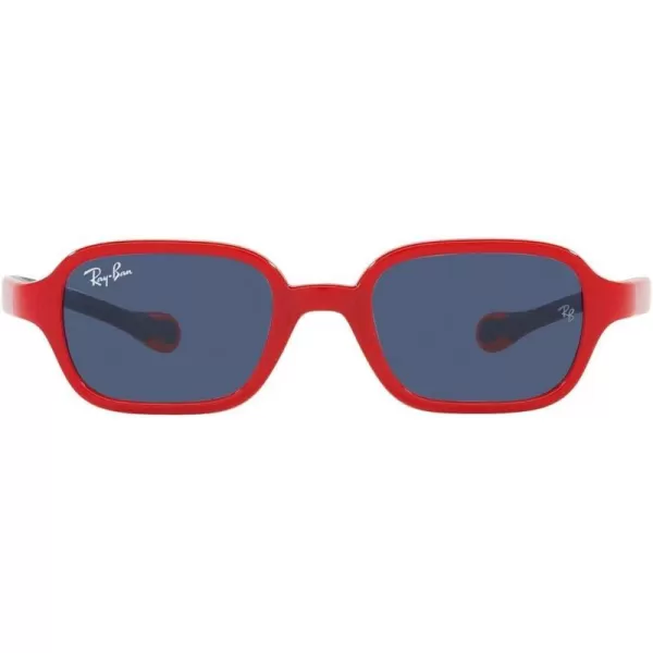 RayBan Rj9074s Rectangular SunglassesRed on Rubber BlueDark Blue