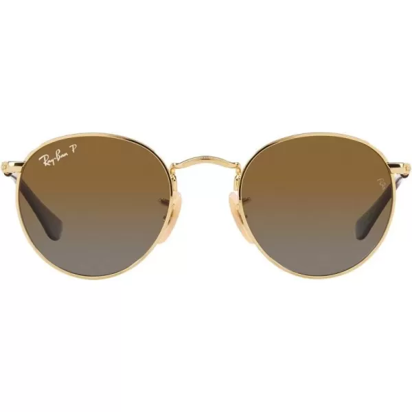 RayBan Rj9547s Metal Round SunglassesGoldGrey Gradient Brown Polarized