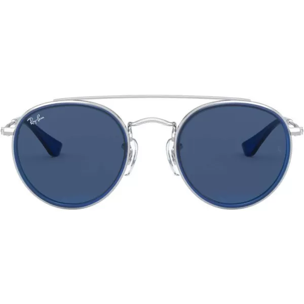 RayBan Rj9647s Metal Round SunglassesBlue on SilverDark Blue