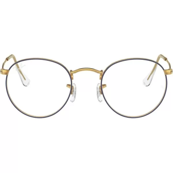 RayBan Rx3447v Round Metal Prescription Eyeglass FramesBlue on Legend GoldDemo Lens