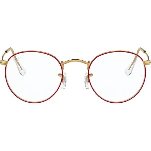 RayBan Rx3447v Round Metal Prescription Eyeglass FramesRed on Legend GoldDemo Lens