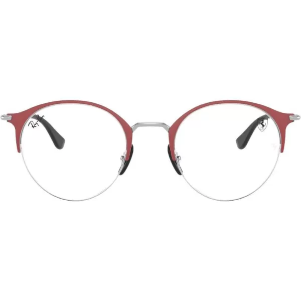 RayBan Rx3578vm Ferrari Collection Round Prescription Eyeglass FramesMatte Red Ferrari on SilverDemo Lens