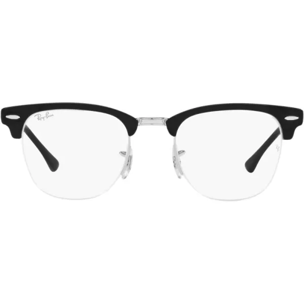 RayBan Rx3716vm Clubmaster Metal Square Prescription Eyeglass FramesBlack on SilverDemo Lens