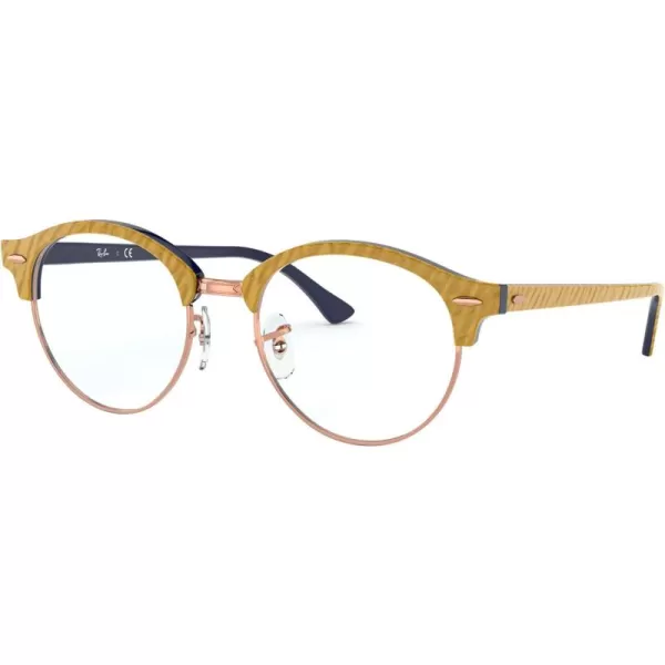 RayBan Rx4246v Clubround Round Prescription Eyeglass FramesWrinkled Beige on BlueDemo Lens