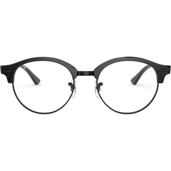 RayBan Rx4246v Clubround Round Prescription Eyeglass FramesWrinkled Black on BlackDemo Lens