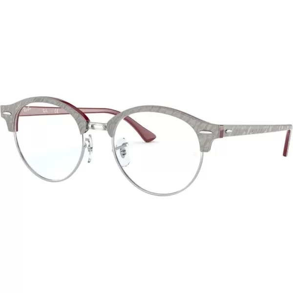 RayBan Rx4246v Clubround Round Prescription Eyeglass FramesWrinkled Grey on BordeauxDemo Lens