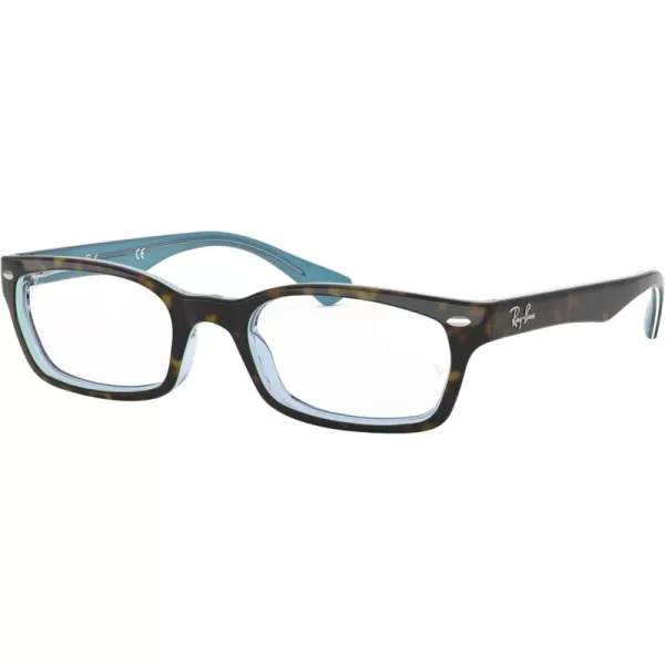 RayBan Rx5150 Rectangular Prescription Eyeglass FramesHavana on Transparent AzureDemo Lens