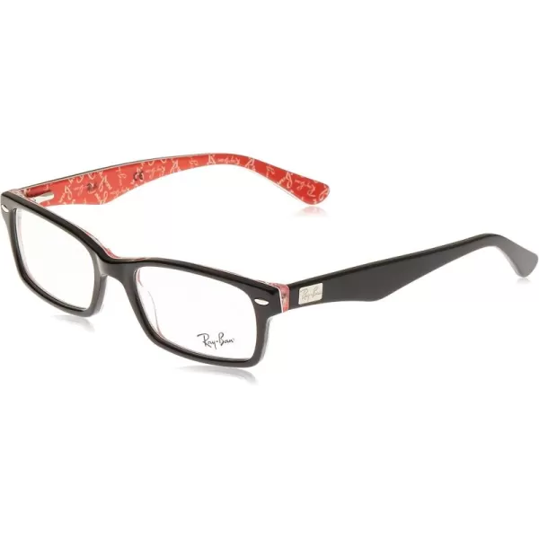 RayBan Rx5206 Rectangular Prescription Eyeglass FramesBlack on Texture RedDemo Lens