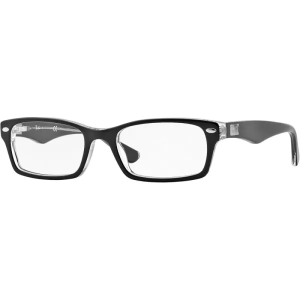 RayBan Rx5206 Rectangular Prescription Eyeglass FramesBlack on TransparentDemo Lens