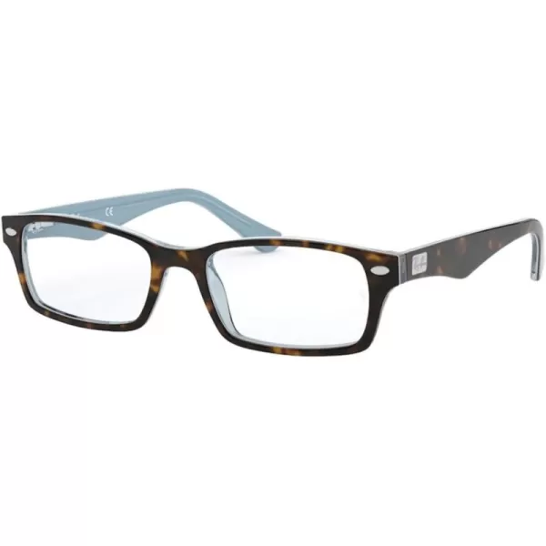 RayBan Rx5206 Rectangular Prescription Eyeglass FramesHavana on Transparent AzureDemo Lens