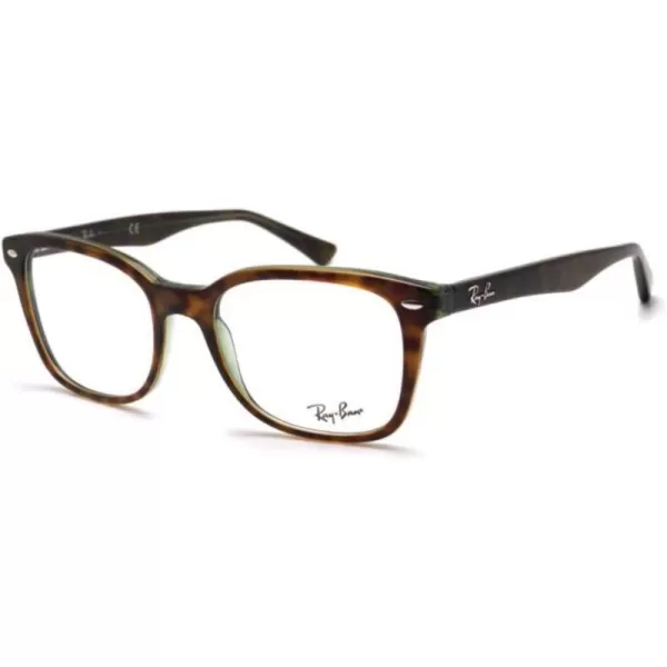 RayBan Rx5285 Square Prescription Eyeglass FramesHavana on Green TransparentDemo Lens