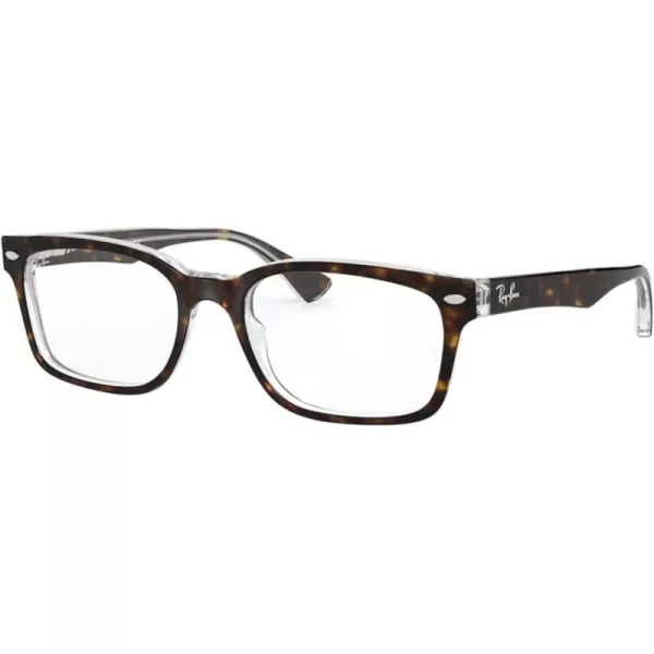 RayBan Rx5286 Square Prescription Eyeglass FramesHavana on TransparentDemo Lens