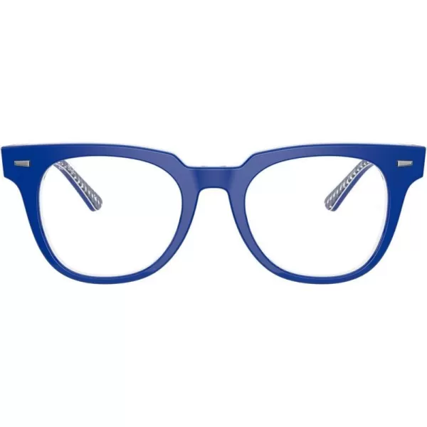 RayBan Rx5377 Meteor Square Prescription Eyeglass FramesBlue on Vichy BlueWhiteDemo Lens