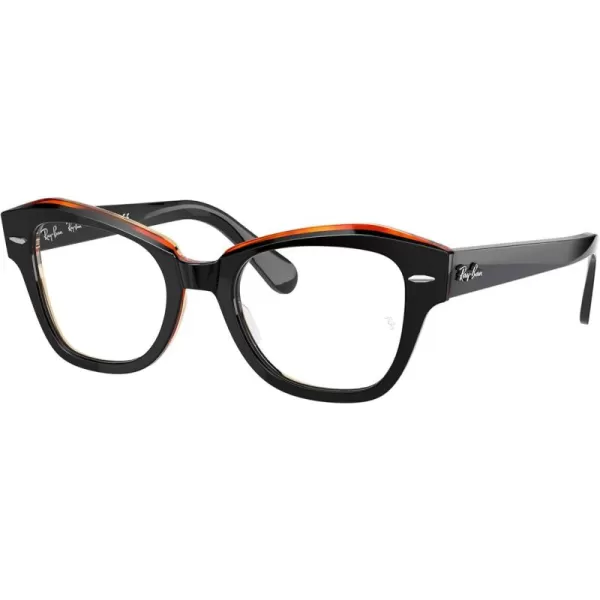 RayBan Rx5486 State Street Cat Eye Prescription Eyeglass FramesBlack on Transparent BrownDemo Lens