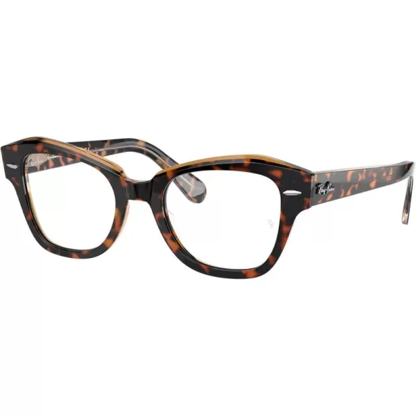 RayBan Rx5486 State Street Cat Eye Prescription Eyeglass FramesHavana on Transparent BrownDemo Lens