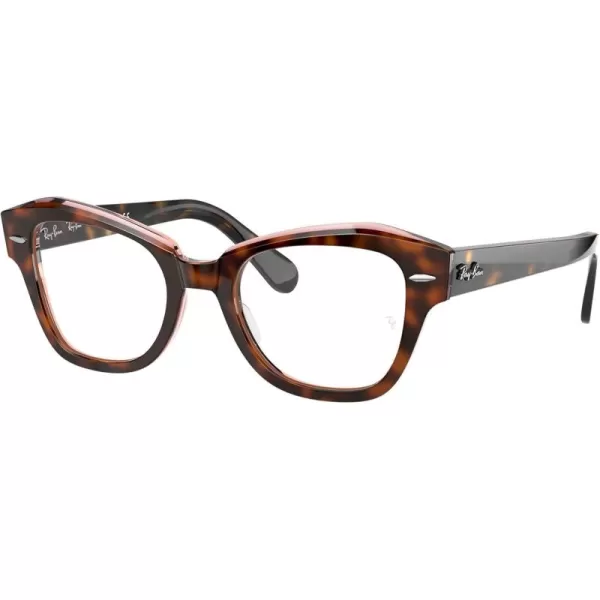 RayBan Rx5486 State Street Cat Eye Prescription Eyeglass FramesHavana on Transparent PinkDemo Lens