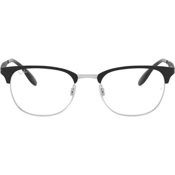 RayBan Rx6346 Square Prescription Eyeglass FramesBlack on SilverDemo Lens