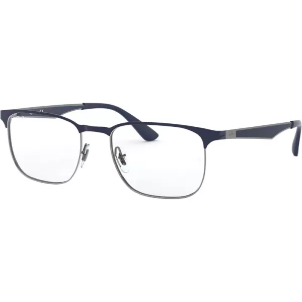 RayBan Rx6363 Square Prescription Eyeglass FramesBlue on GunmetalDemo Lens