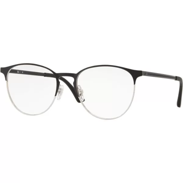 RayBan Rx6375 Round Prescription Eyeglass FramesBlack on SilverDemo Lens