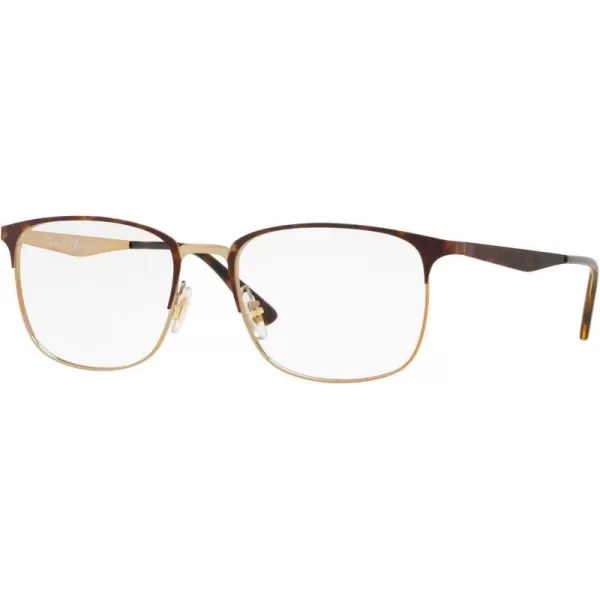 RayBan Rx6421 Square Prescription Eyeglass FramesHavana on Rose GoldDemo Lens