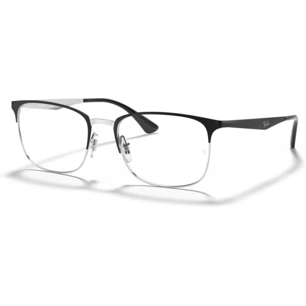 RayBan Rx6421 Square Prescription Eyeglass FramesMatte Black on SilverDemo Lens