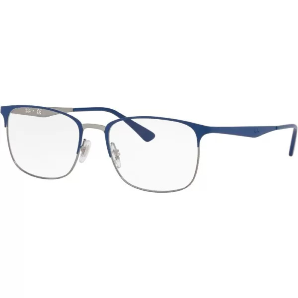 RayBan Rx6421 Square Prescription Eyeglass FramesMatte Blue on GunmetalDemo Lens