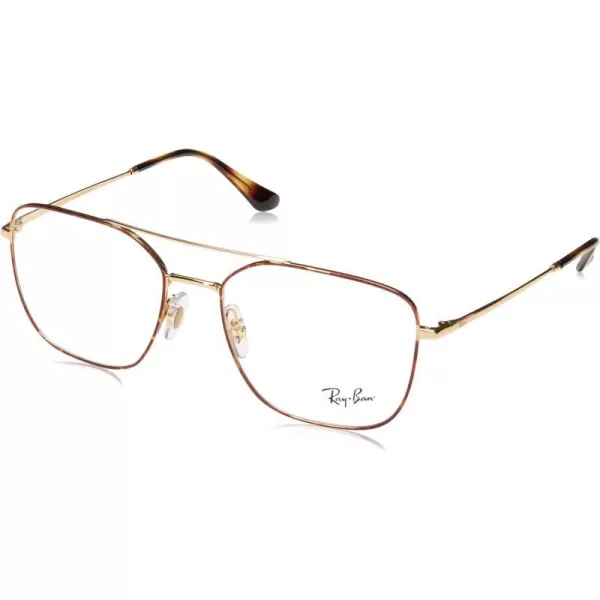 RayBan Rx6450 Square Prescription Eyeglass FramesHavana on AristaDemo Lens