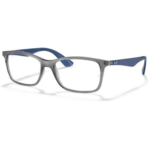 RayBan Rx7047 Rectangular Prescription Eyeglass FramesTransparent Grey BlueDemo Lens