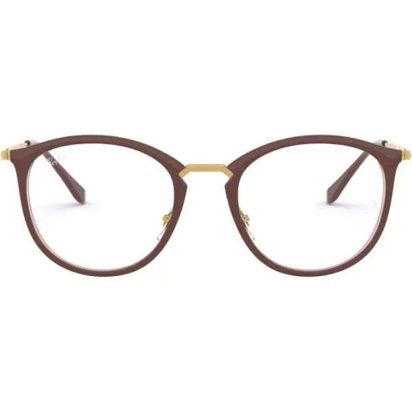 RayBan Rx7140 Square Prescription Eyewear FramesBrown on Transparent BrownDemo Lens